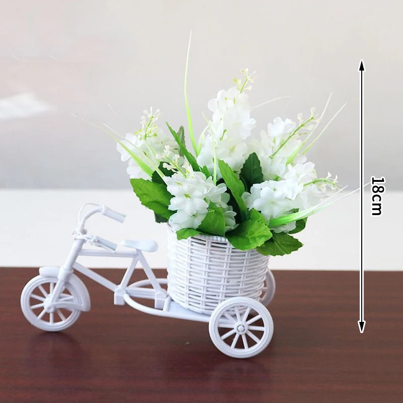 MRattan Flower Basket Vase Tricycle Bicycle Model Home Garden Wedding