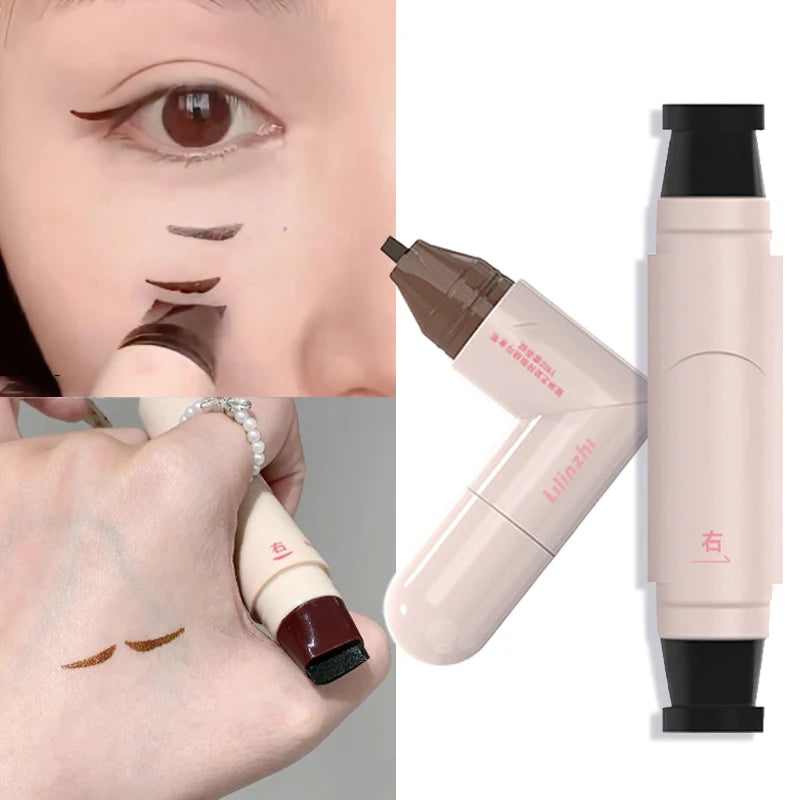 Dual-head Rotatable Eyeliner Stamp Integrated Waterproof Long Wear Zpaxo 02 Brown 1Pc