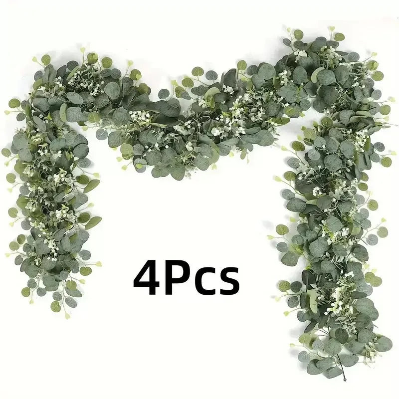 Artificial Eucalyptus Vine Leaves Garland Faux Plant Spring Vines Zpaxo 4 Pieces