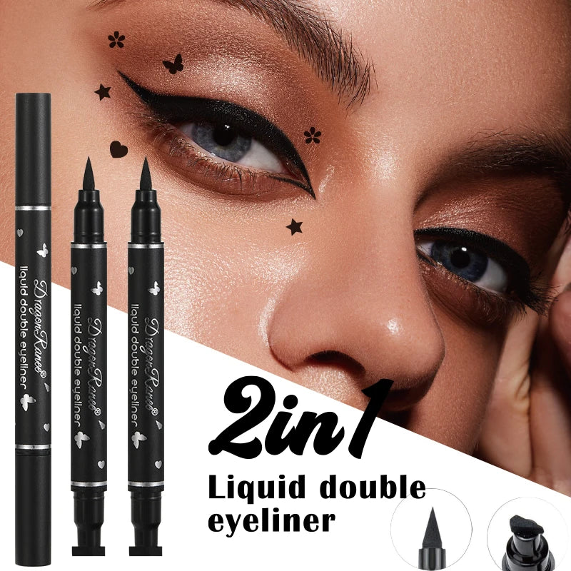 Double-Ended Stamp Eyeliner Waterproof Non-Smudge Eyeliner Liquid Pen Quick-Drying Waterproof Sweat-Proof Not Easy to Smudge Eyeliner Stamp Eyeliner Liquid Zpaxo