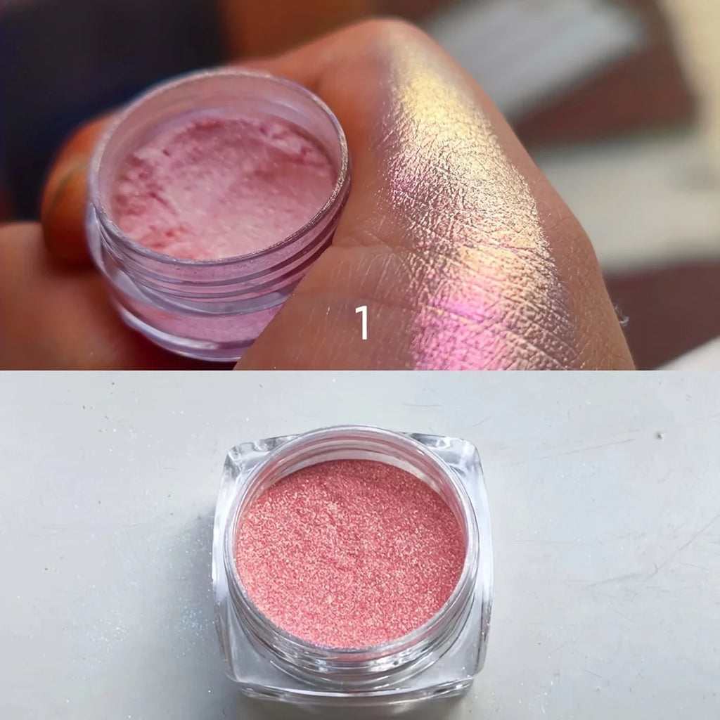 1PC Chameleon Glitter Eyeshadow Powder, Metallic Ultra-Fine Highlighter Chrome Blue Purple Shiny Powder, Multifunction Makeup Zpaxo 01