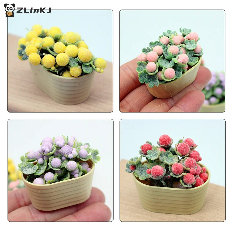 ▶1:12 Dollhouse Simulation Flower Plant Potted Dollhouse Mini Home Decoration Dolls House Micro Landscape Plant Accessories Zpaxo