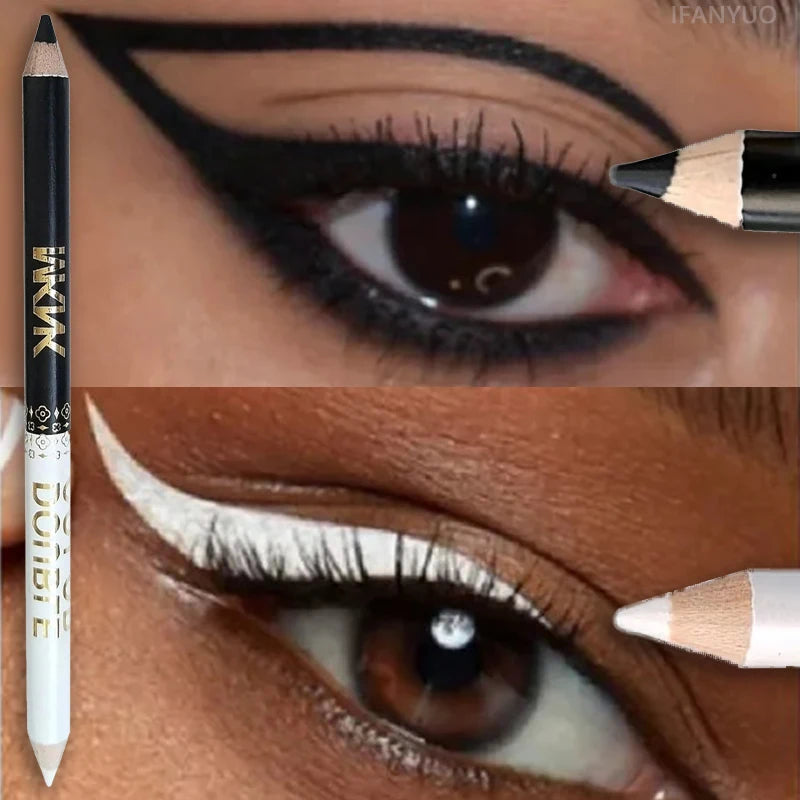 Dual-use Wooden Eyeliner Eyebrow Highgloss Pencil 1 Black White