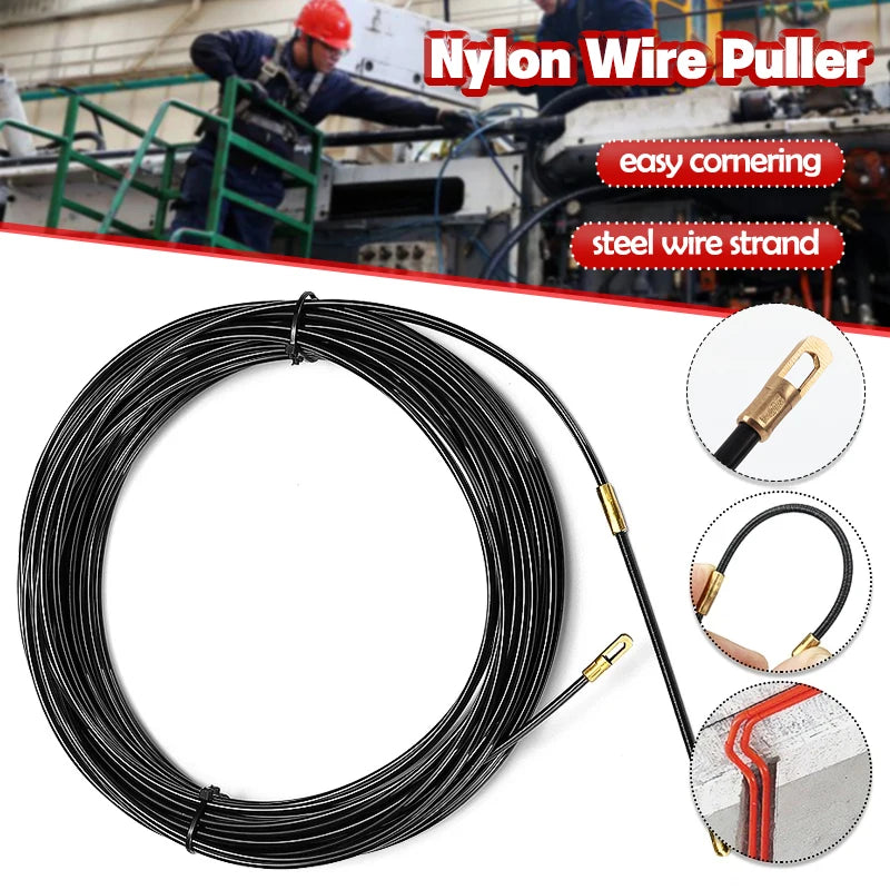5 15 20 30M Cable Puller Guide Push Nylon Wall Wire Lead Electrician