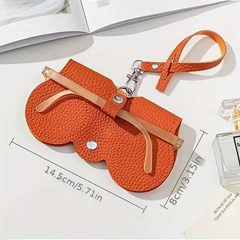 Cute PU Glasses Case Portable Eyewear Bag Snap Closure