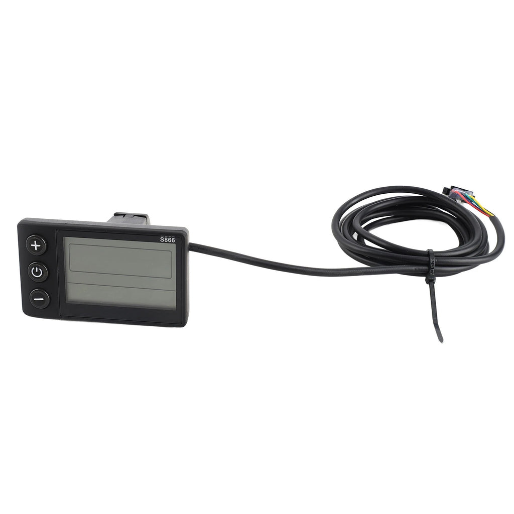 S866 Electric Bike LCD Display Electric Bike LCD Display Panel Large Screen ABS Lightweight for 22.2mm/0.9in Handlebar Zpaxo black