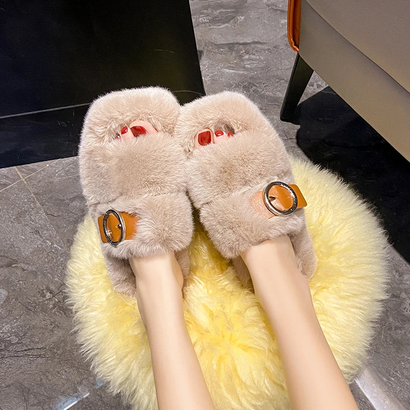 Women Slippers Thick Bottom Double Slippers Autumn/Winter New Style Korean Shoes Women Soft Bottom Cotton Home Slides Women Zpaxo