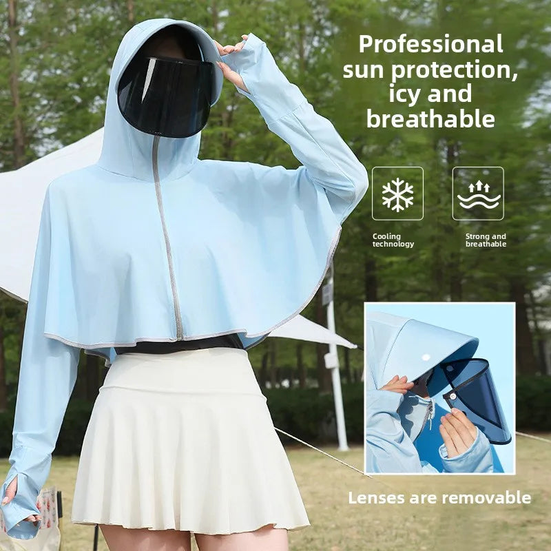 Women's Ice Silk Sun Protection Jacket Spring Summer UV-Blocking