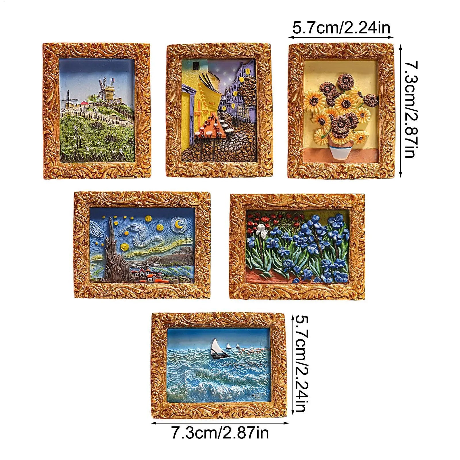 Fridge Magnets 6 Pieces Whiteboard Magnets Painting Artwork Resin Magnetic Decoration for Photo Clipboard Cabinet Home School Zpaxo
