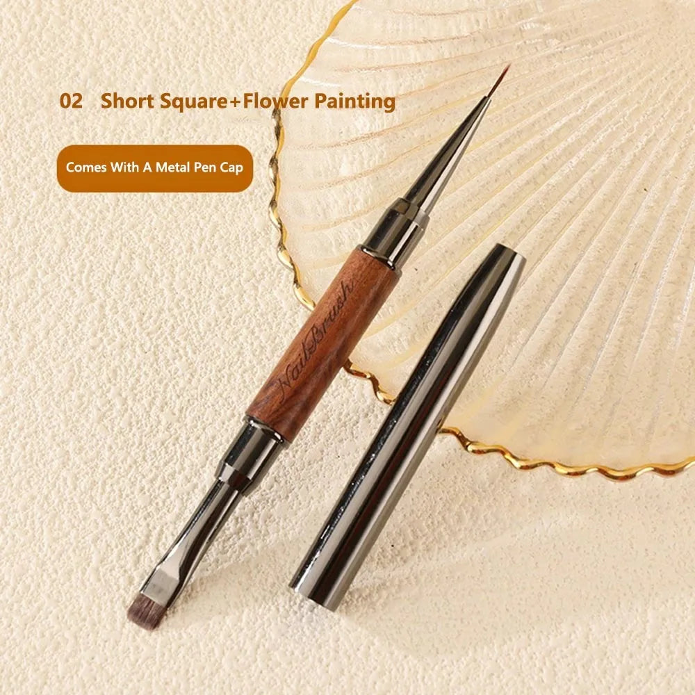 Durable Sandalwood Pole Nail Art Brush Dual-ended Professional Liner Zpaxo 03