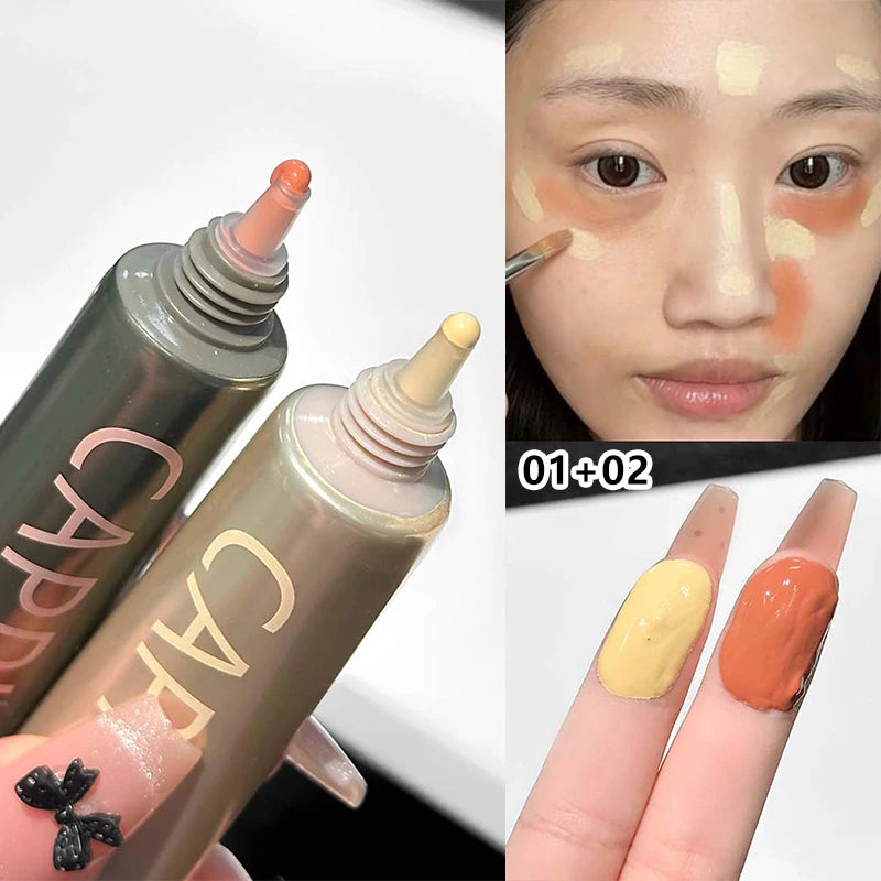 Hydrating Eye Brightening Concealer Full Coverage Waterproof Lasting Liquid Concealer Corrects Spots Dark Circles Facial Makeup Zpaxo 01 and 02