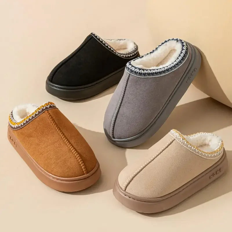 Thick-soled Fluffy Slippers Women's Fashionable Plush Winter Shoes