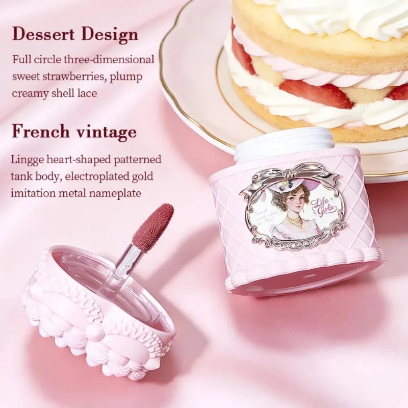 Strawberry Cake Lipstick Matte Velvet Mousse Lip Gloss Mud Soft Focus