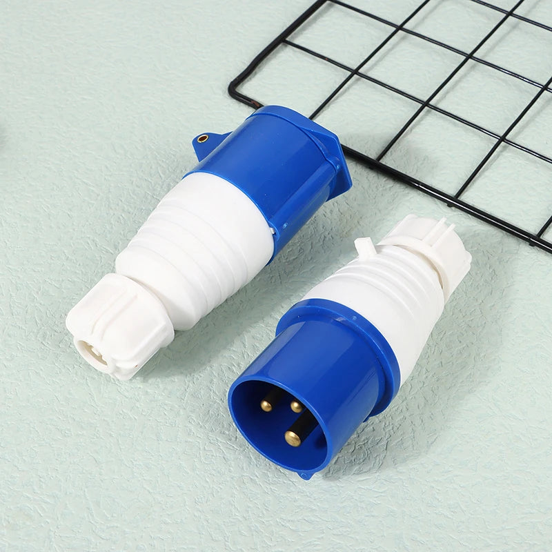 220V 16A 3 Pin Industrial Waterproof Plugs/Socket Male/Female Connector IP44 2P For Caravan Motorhome Trailer Truck Yacht Zpaxo