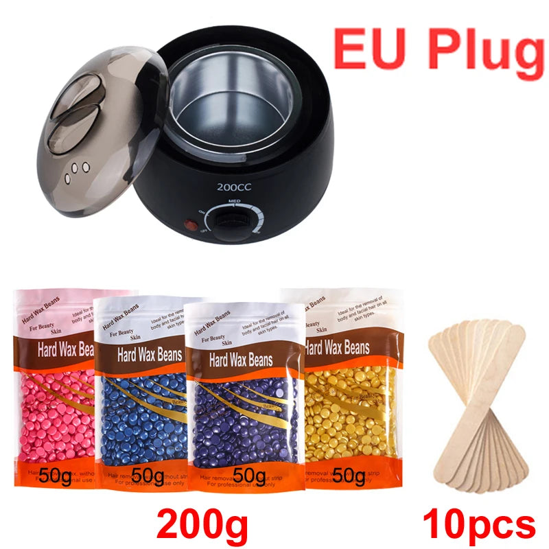 Portable Hair Removal Wax Melting Machine Kit & Wax Beans Wax Hair Removal Kit Zpaxo 035-B-EU-200g