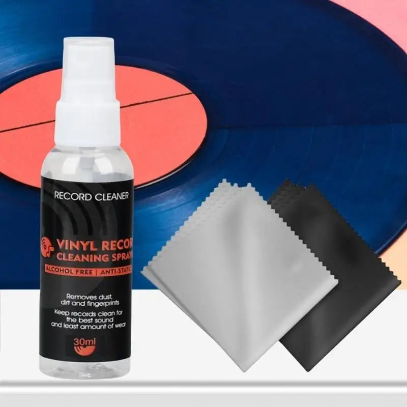 652F Quality Vinyls Record Cleaning Set 30ml Cleaning Fluid with Microfiber Cloth for Enhances Audios Claritys Cleaner Zpaxo