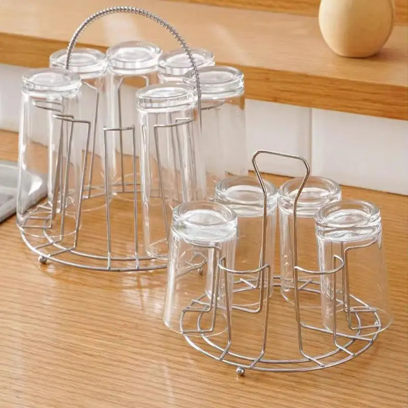 Hanging Tea Cup & Glass Storage Rack – Dustproof Drainer