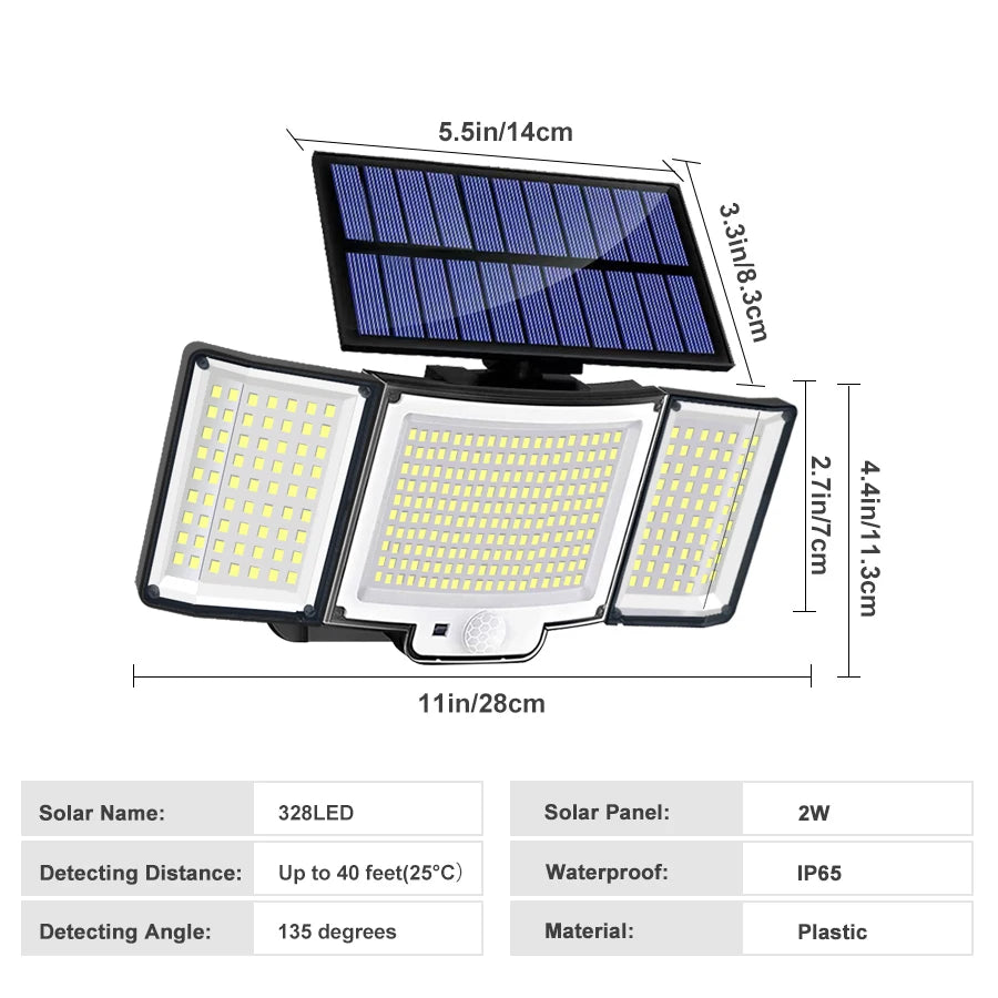 LED Solar Lights 228/328 Outdoor PIR Motion Sensor Wall Lamp IP65 Waterproof Street Light with Remote for Garden Lighting Zpaxo