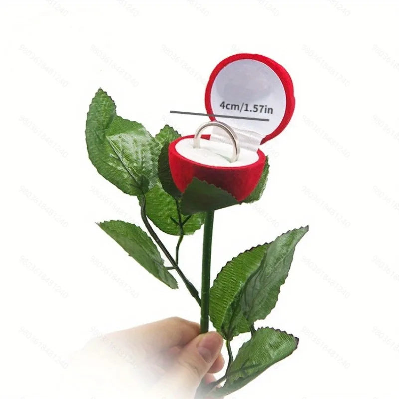 Velvet Rose Flower Ring Box Valentine Day Romantic Bouquet Case