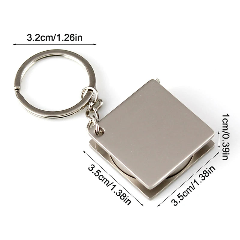 Key Ring Pull Ruler Tape Measure Keychain Portable Measuring Tools DIY Hand Gauging Tools Retractable Ruler Zpaxo Silver