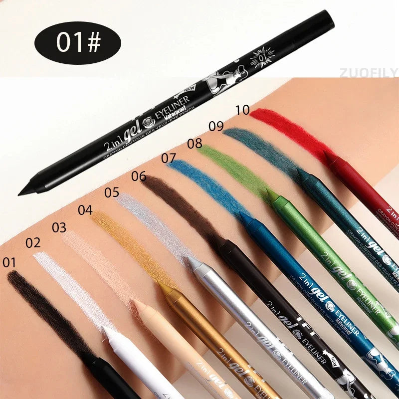 Waterproof Eyeliner Gel Pencil Pigment Brown Black White Glitter Zpaxo 01