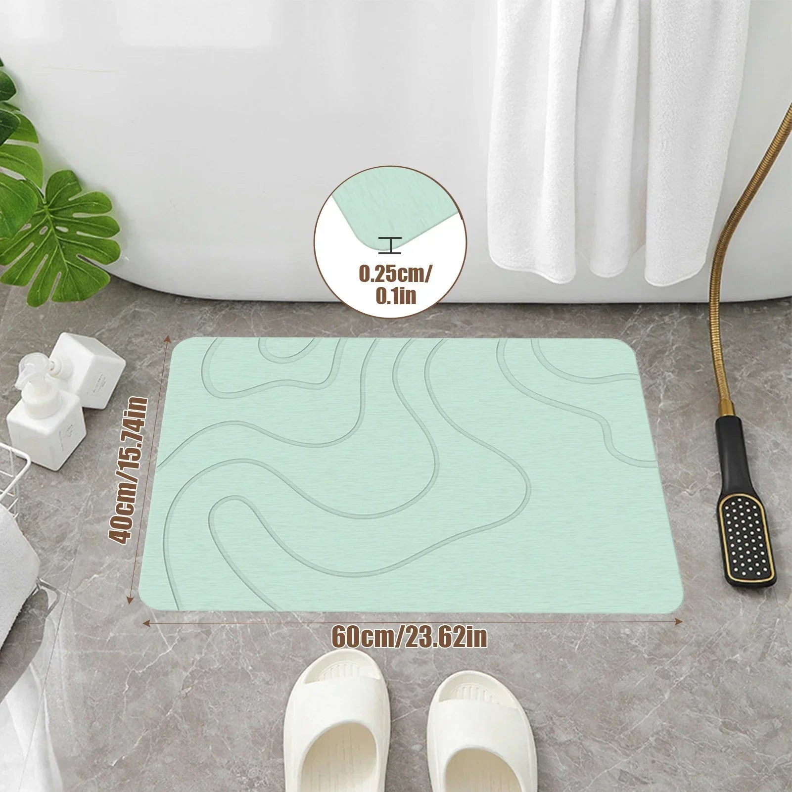 New Diatomite Bath Mat Non-slip Bathroom Rug Water Absorption Quick Drying Bathtub Floor Mats Shower Room Entrance Doormat Zpaxo Green