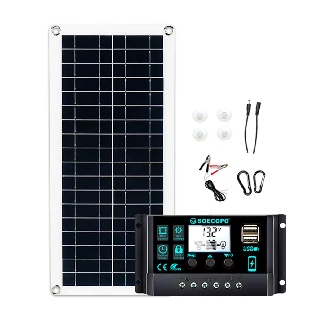 1000W Solar Panel 12V Cell 10A-100A Controller Plate Phone RV Car