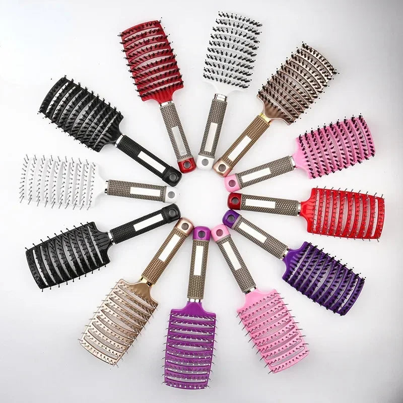 Hairbrush Bristle Nylon Women Wet Curly Detangle Hair Brush Hair Brushes Scalp Massage Comb for Salon Hairdressing Styling Tools Zpaxo