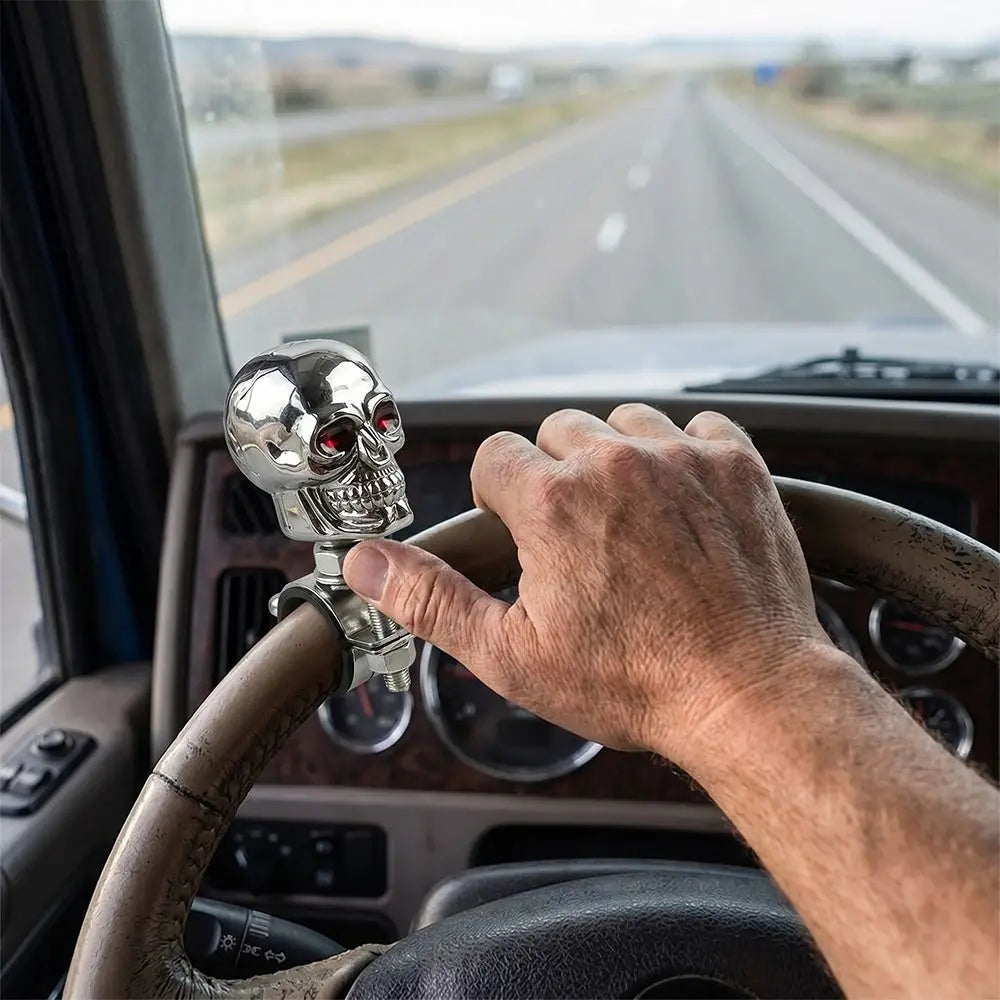 Metal Bearing Steering Wheel Booster Skull Head Design Universal Fit Zpaxo