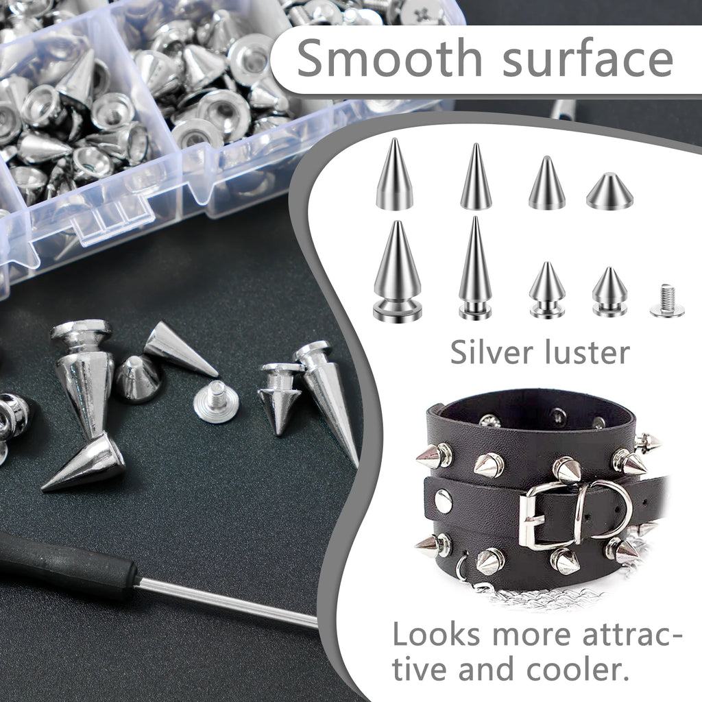 359PCS Round Cone Spikes Catalpa Alloy Screwback Punk Rivet Screw Back Studs and Spikes Kit DIY Clothes Leather Craft Accessorie Zpaxo