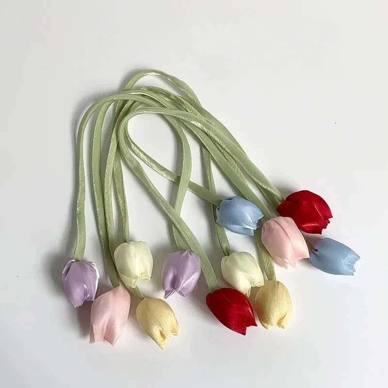 10pcs Tulip Bloom Fabric Flower DIY Clothing Accessories Hair Accessories Bag Apparel Hair Clip Jewelry Components Zpaxo