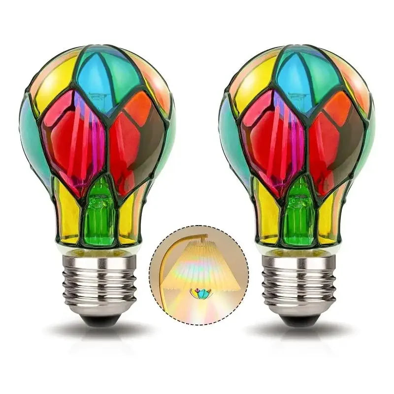 4W ST64 LED Light Bulb Stained Glass Light Bulb Painted Glass E26 Base Mosaic Night Lamp Home Decor Romantic Festive Atmosphere Zpaxo