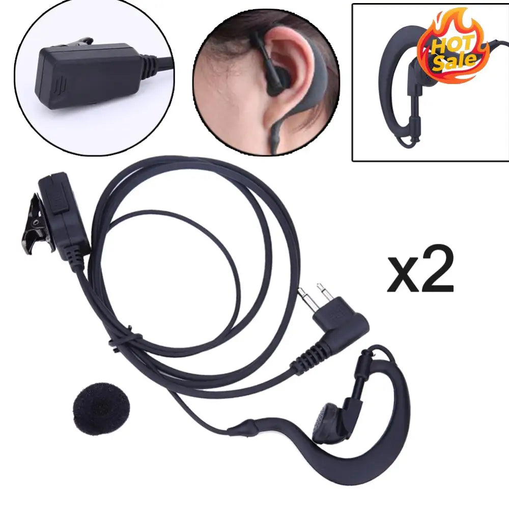 2Pcs Walkie Talkie Earpiece Headset Multifunctional 2-Pin Earphone Earpiece Headphone Privacy Accessories for Motorola CB Radio Zpaxo
