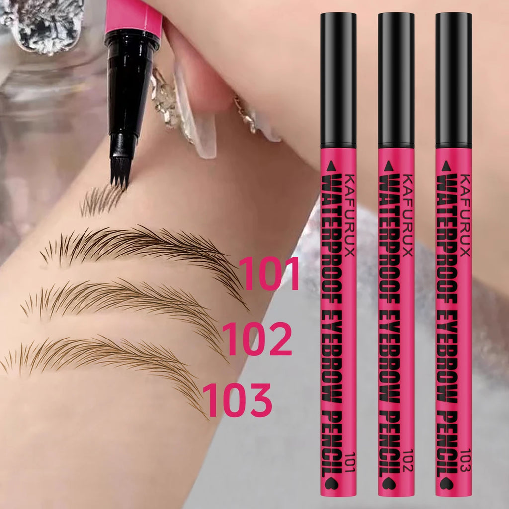 3-color Waterproof Eyebrow Pen Microblading Pencil 4 Split Head