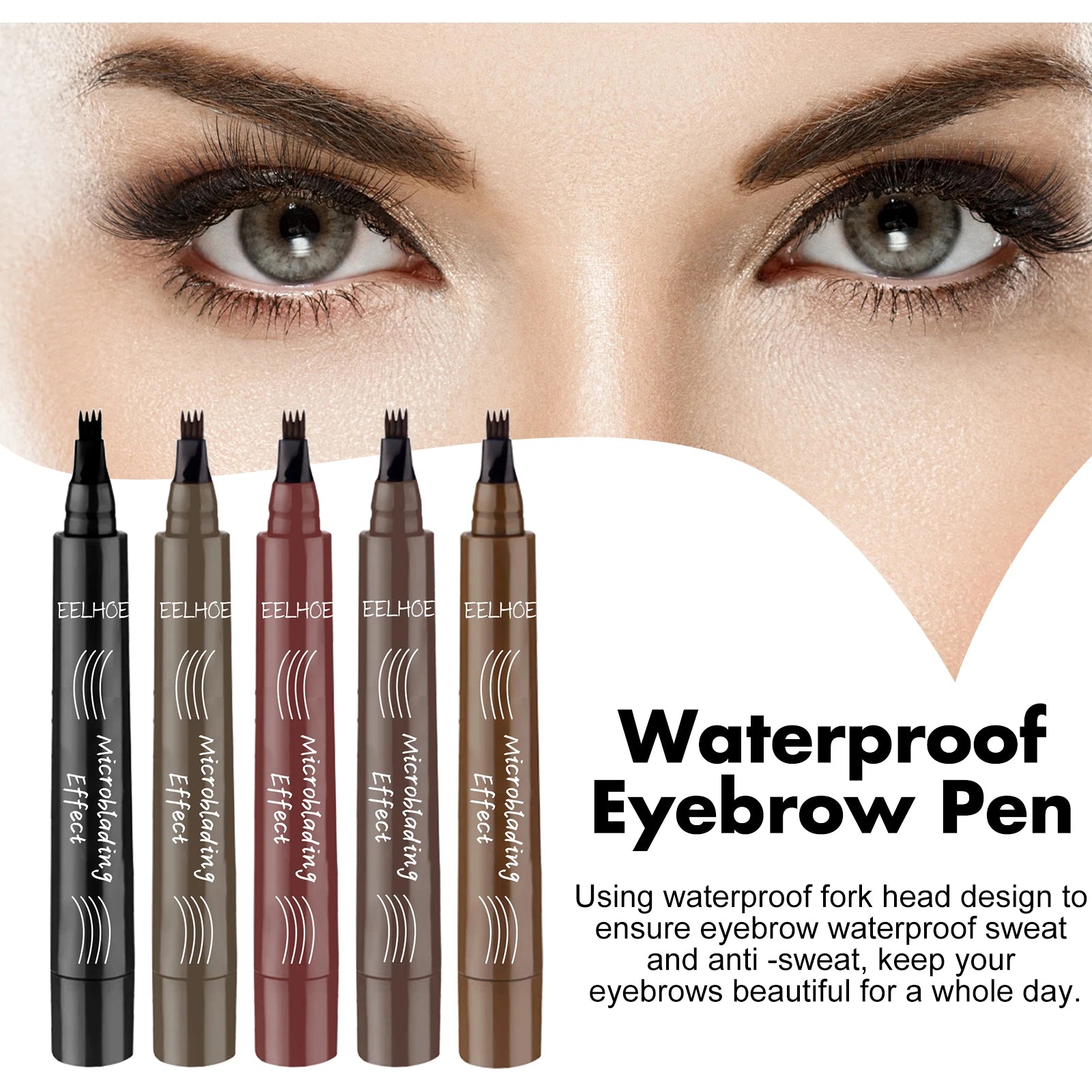 4 Point Eyebrow Pencil 4 Prong Tip Eyebrow Pen 4 Fork Eyebrow Pencil Waterproof Liquid Eyebrow Pencil Long Lasting Like Real Zpaxo