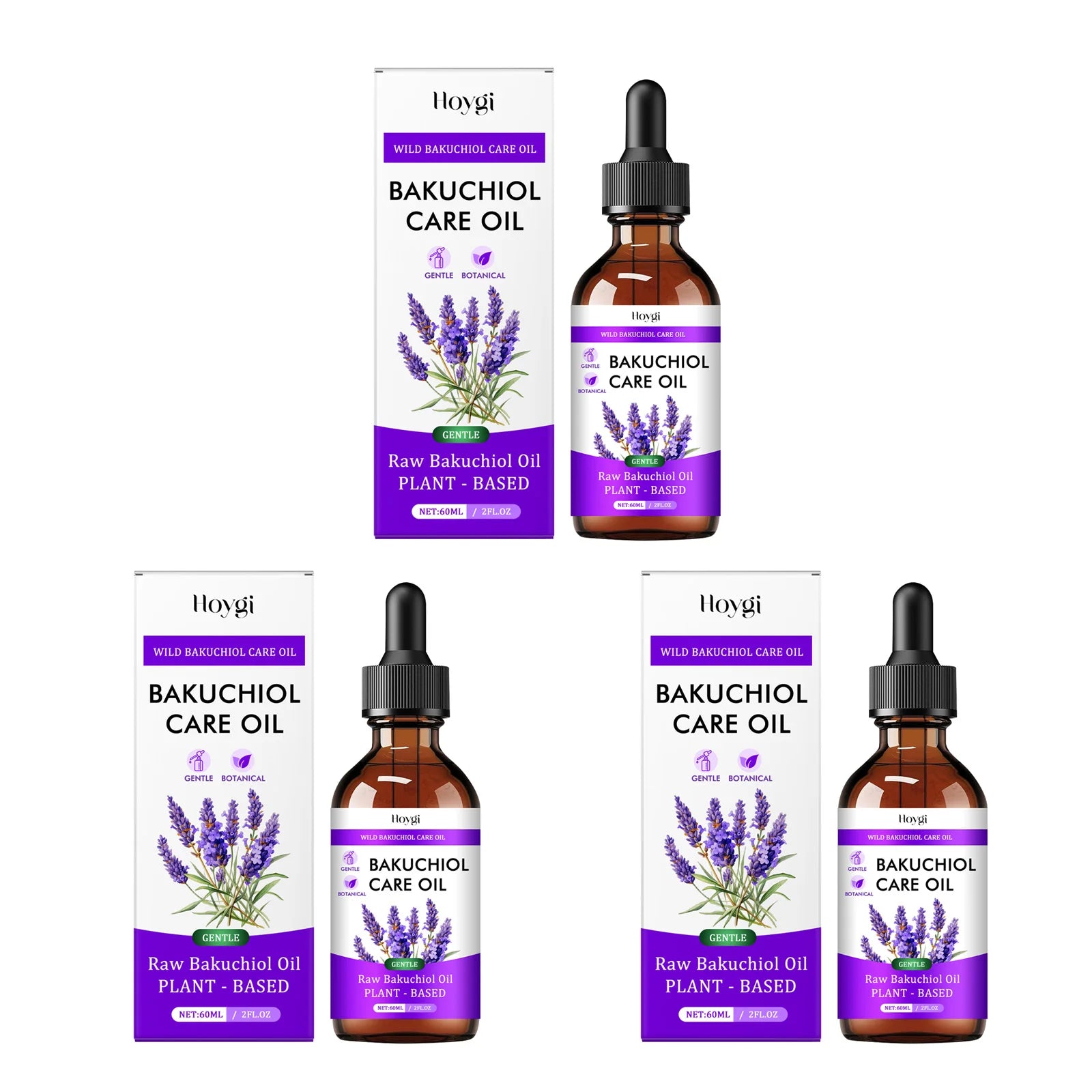 Hoygi Bakuchiol Essential Oil – Fine Lines & Brightening Skin Facial Essential Oil Zpaxo 3 x 60ml Boxed