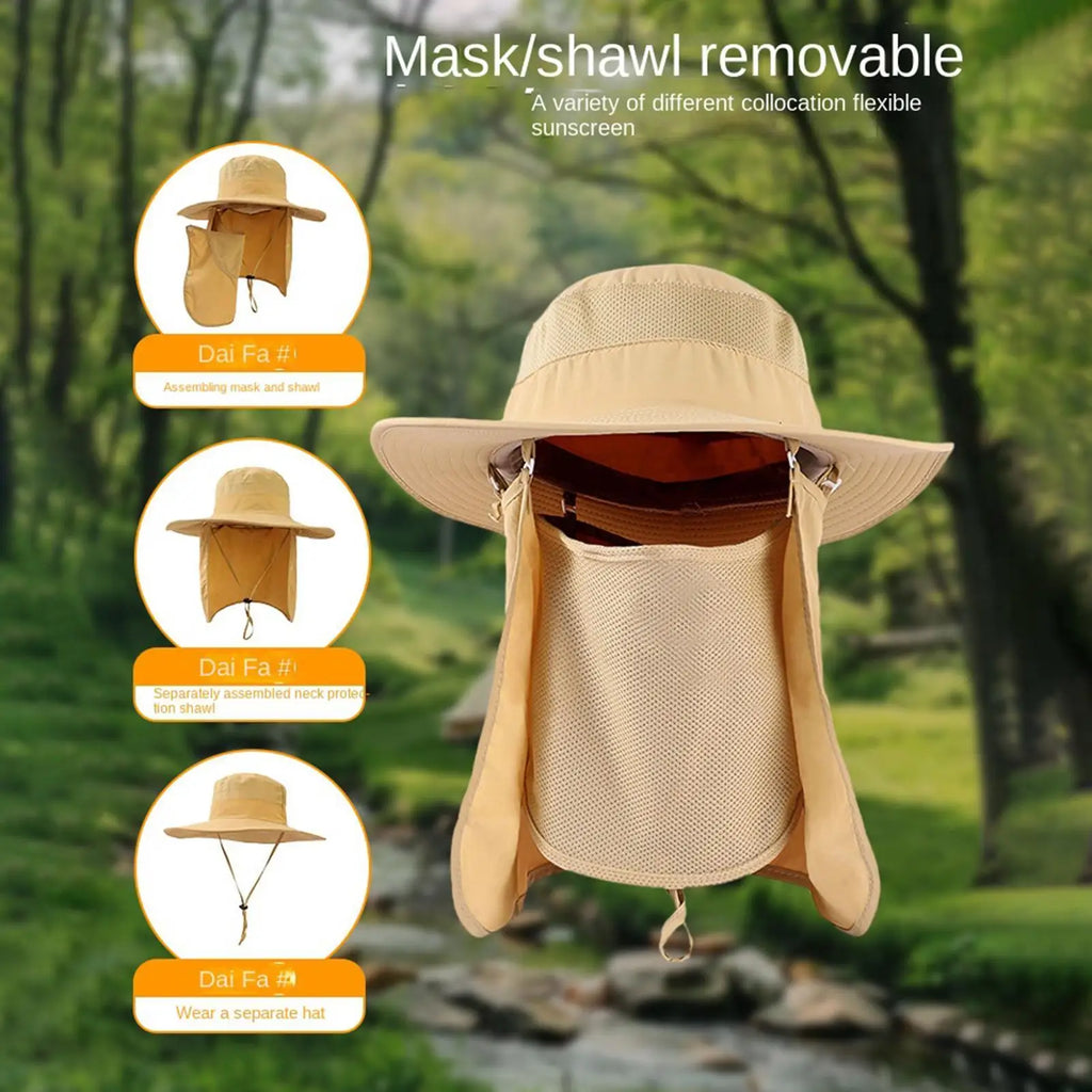 UPF 50+ Fishing Sun Hat – Face & Neck Flap UV Protection UV Protection Bucket Hat Zpaxo
