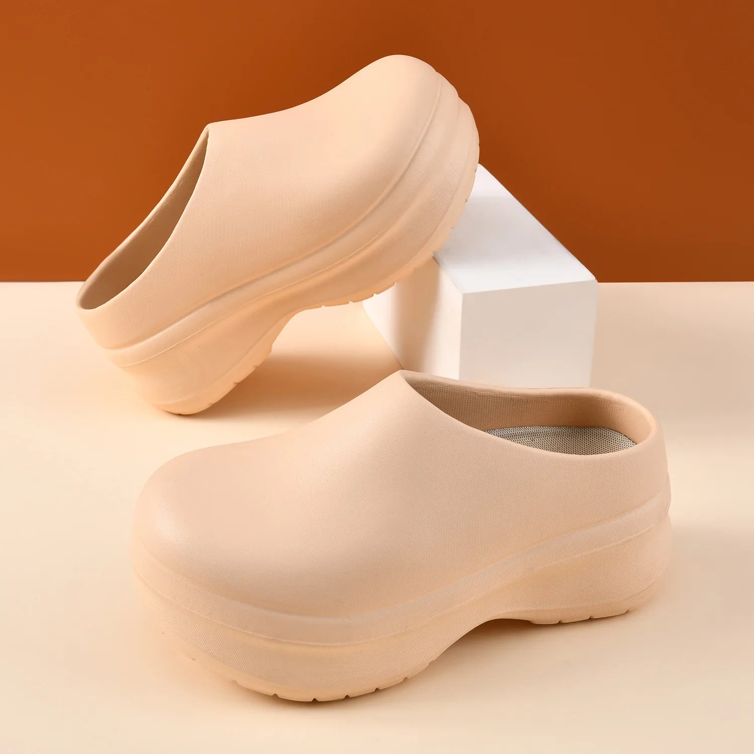 Women's Men's EVA Anti-slip Operating Room Slippers Soft Platform Zpaxo khaki 35-36