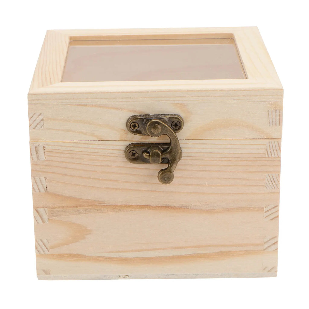 Sturdy Eco Friendly Wooden Storage Box Clear Glass Lid Classy