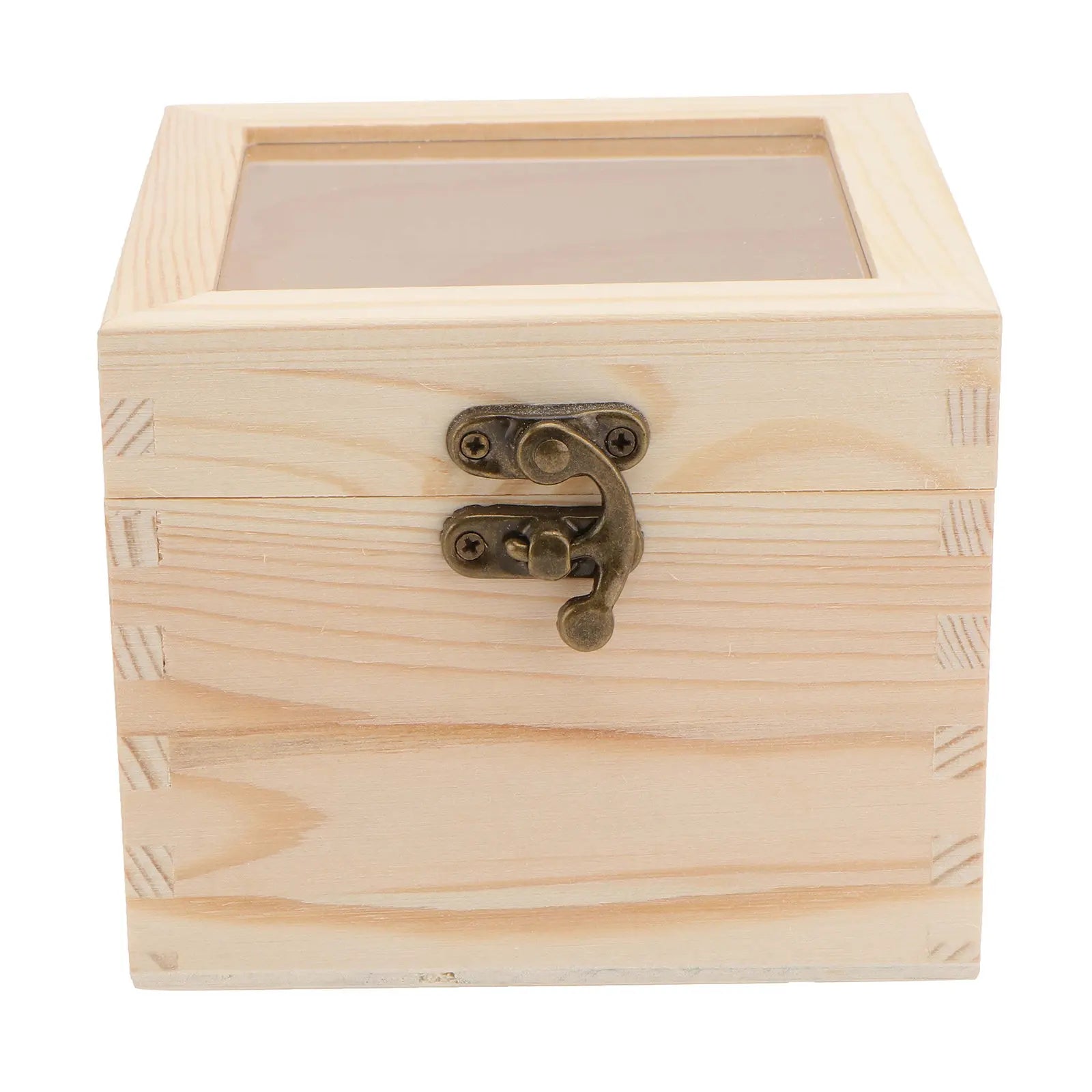 Sturdy Eco Friendly Wooden Storage Box Clear Glass Lid Classy