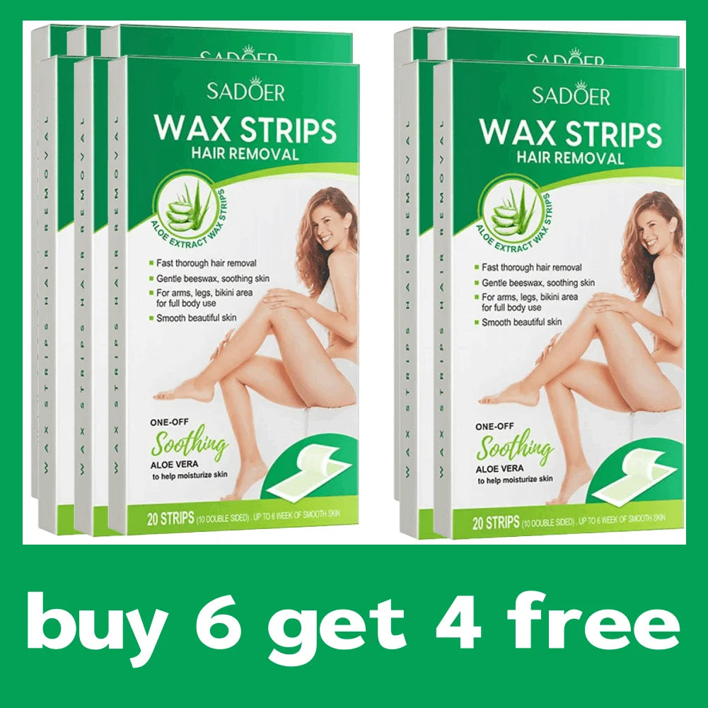 20PCS Aloe Vera Hair Removal Wax Strips – Face, Body & Legs Hair Removal Wax Strips Zpaxo D