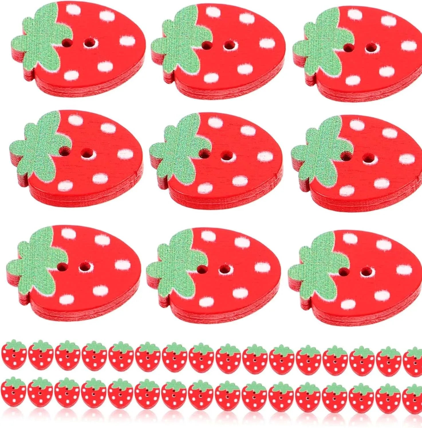 Strawberry Wooden Buttons 10/50Pcs Double Holes Sewing Buttons for DIY Handmade Crafts Cloth Zpaxo