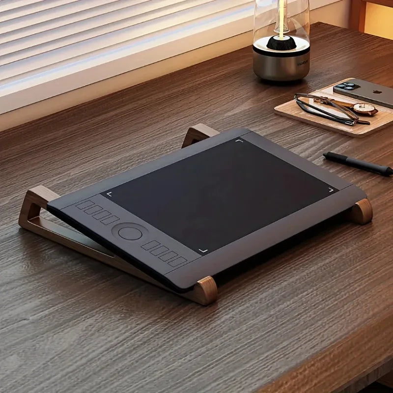 Portable Foldable Wooden Laptop Stand-Ergonomic 12° Adjustable Angle, Cooling Ventilation Triangular Design,Office Accessory Zpaxo