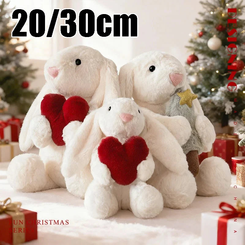 Cuddly Floppy Ear Rabbit Plush Toy Holding Red Heart Soft Stuffed