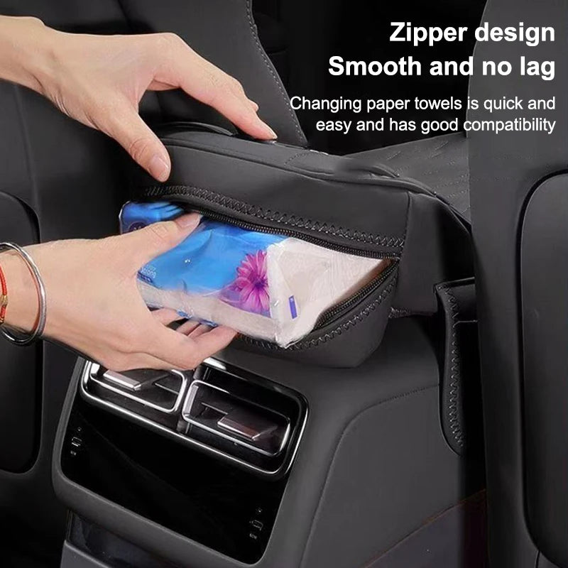 Car Armrest Cushion with Tissue Box – Console Extension Pad