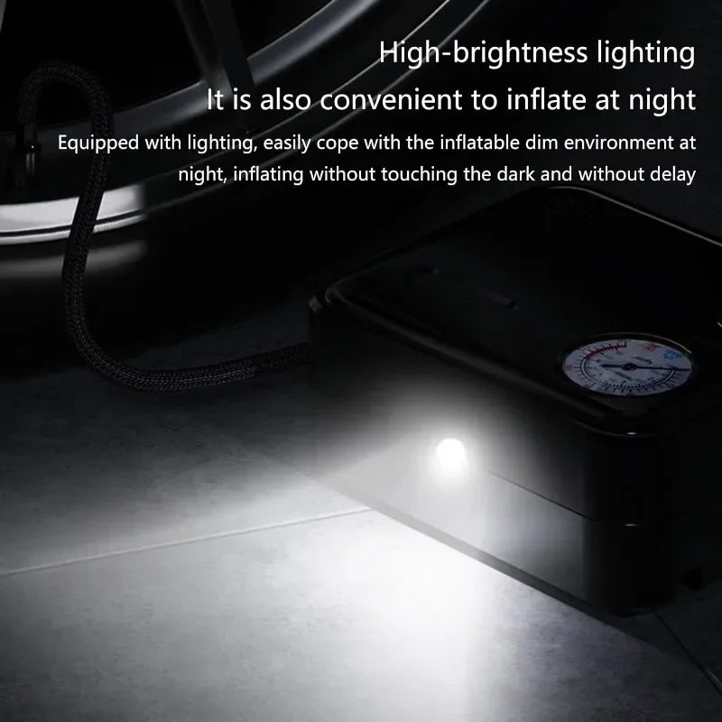 DC 12V Car Tire Inflator – Portable Air Pump with LED Light
