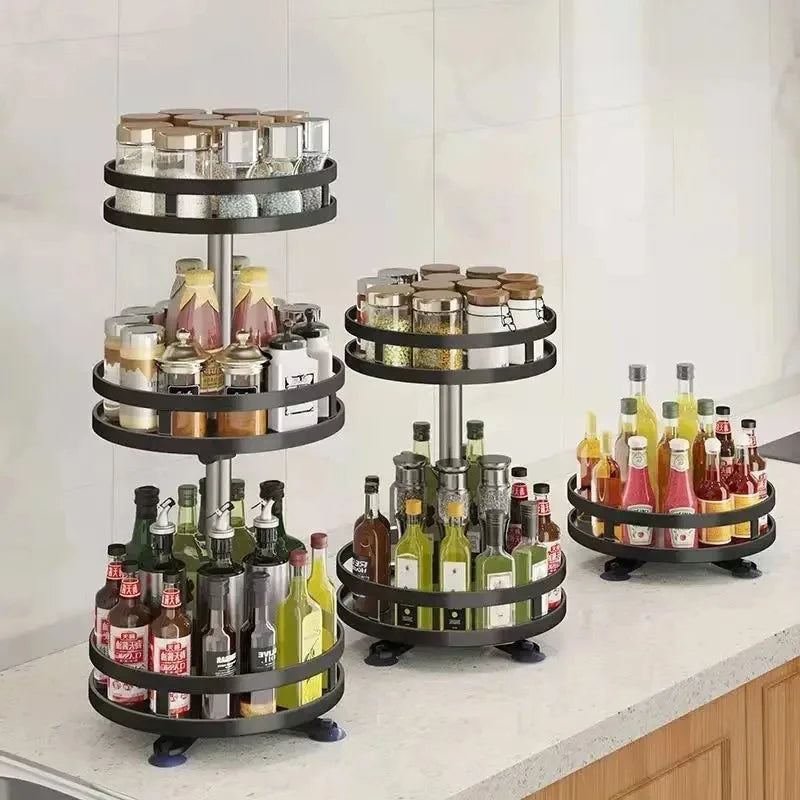 Rotatable Kitchen Storage Rack kitchen Accessories Spice Storage Rack Clean Storage 360 Degrees Rotatable Organizer Turntable Zpaxo