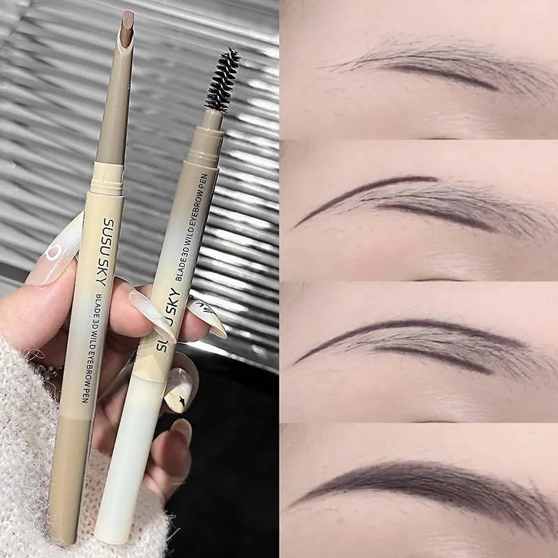 Ultra Thin Double-Ended Eyebrow Pencil Long-Lasting Smudge Proof Eye Brow Liner Contour Pen High Pigment Waterproof Brow Makeup Zpaxo
