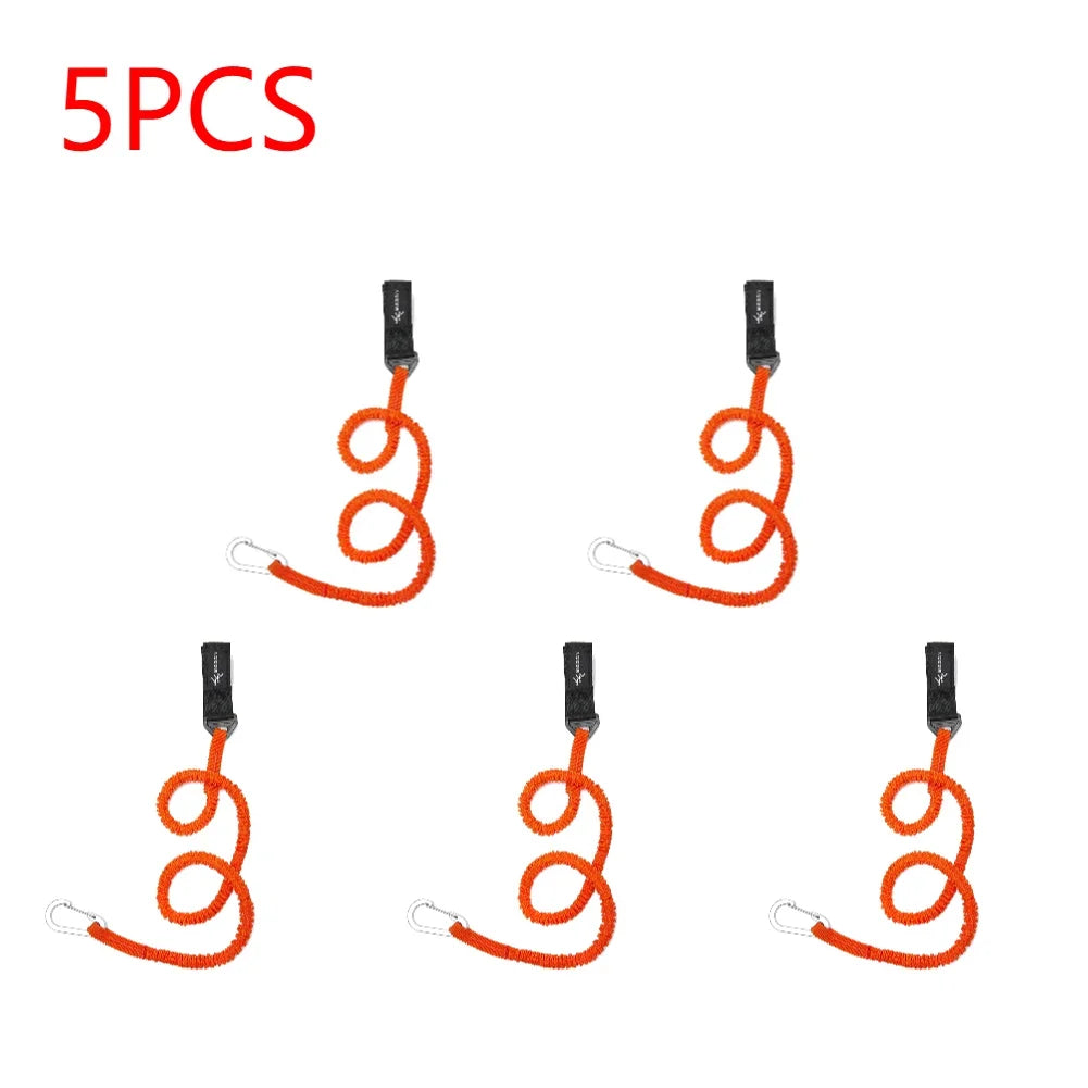 5-1PCS Elastic Kayak Canoe Paddle Leash Safety Boat Fishing Rod Pole Coiled Lanyards Anti-Lost Rope Rowing Kayak Paddle Leash Zpaxo 5PCS