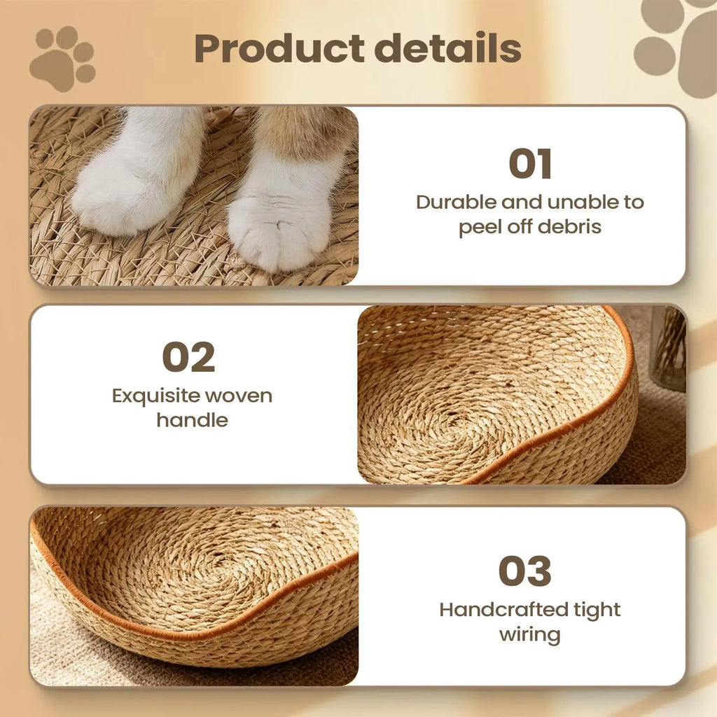 Cat Bed Basket Aesthetic Woven Cotton Rope Pad Nest Sofa Living Room